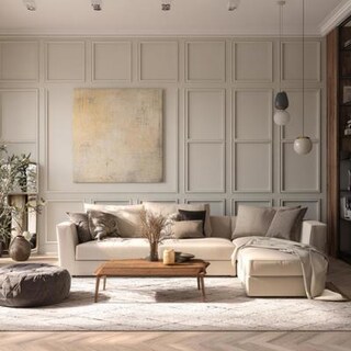 Modern Cream Wall Paneling Wall Design for Living Room