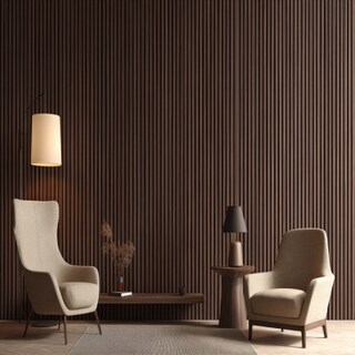 Modern Dark Brown Fluted Wall Panels Wall Design