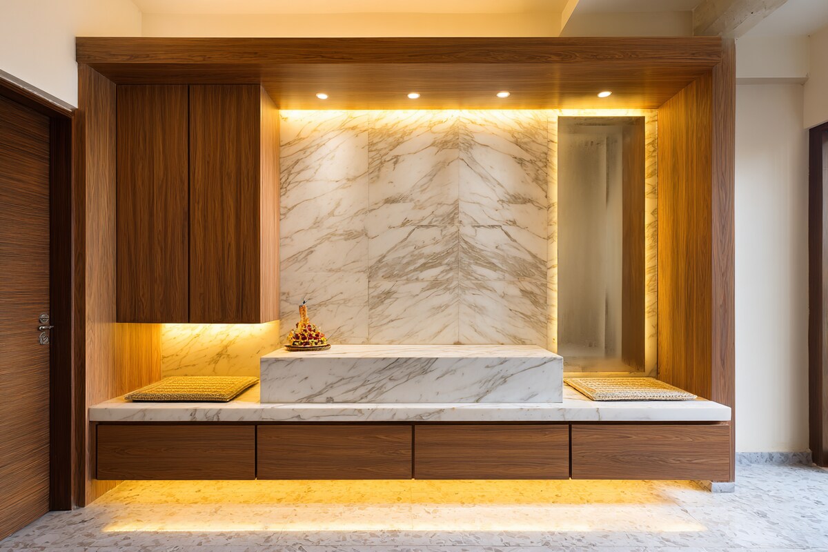 Modern Floor-Mounted Pooja Room Design