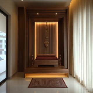 Modern Floor-Mounted Pooja Unit Design with Alcove Design