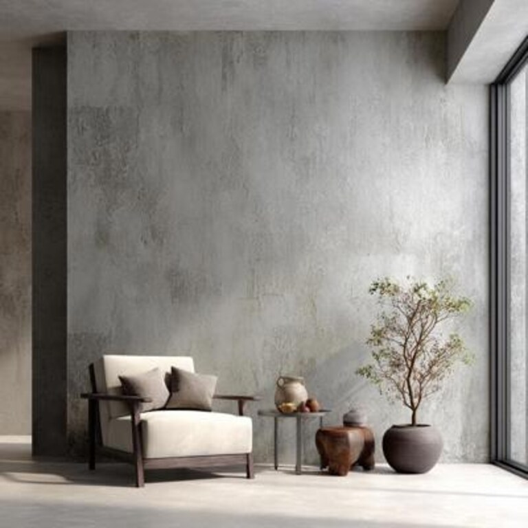 Modern Grey Concrete Effect Wall Design for Living Rooms and Bedrooms