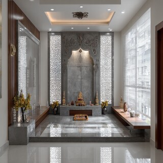 Modern Grey Pooja Room Design
