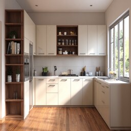 Classic Island Kitchen Design with Pomelia Cabinets and Quartz Countertops