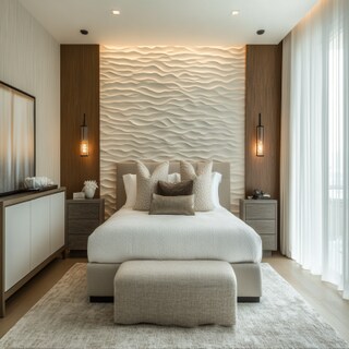 Modern Master Bedroom Design with Textured Accent Wall