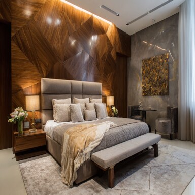 1 Wooden Brown Bedroom with Gray walls Design Ideas & Images