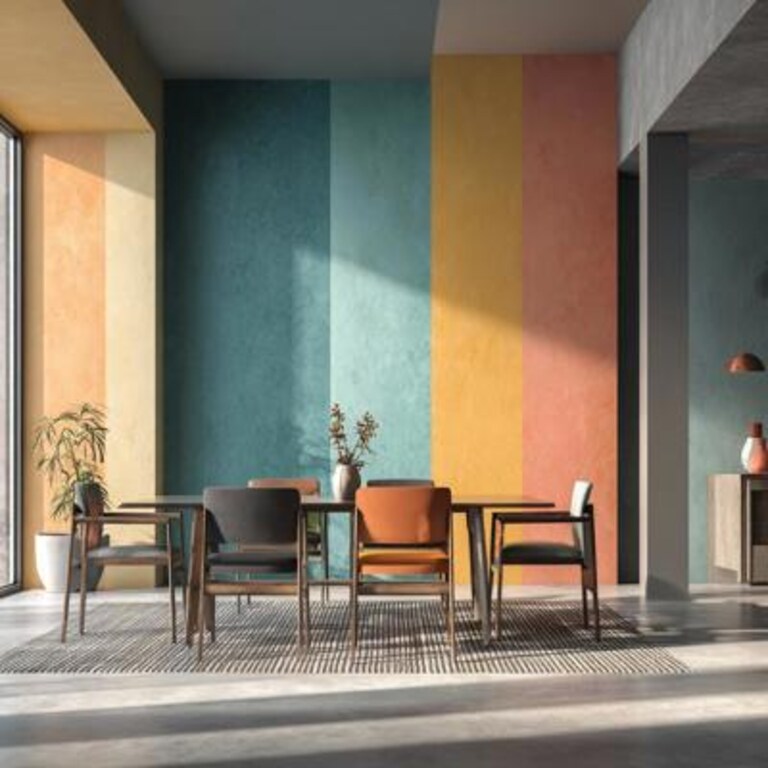 Modern Multicolor Wall Paint Design for Dining Room Interiors Modern Multicolor Wall Paint Design for Dining Room Interiors