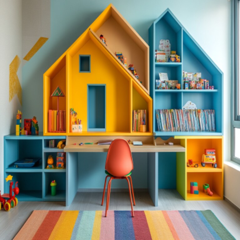 Modern Multicoloured Study Room Design With Home-Shaped Aesthetic Modern Multicoloured Study Room Design With Home-Shaped Aesthetic