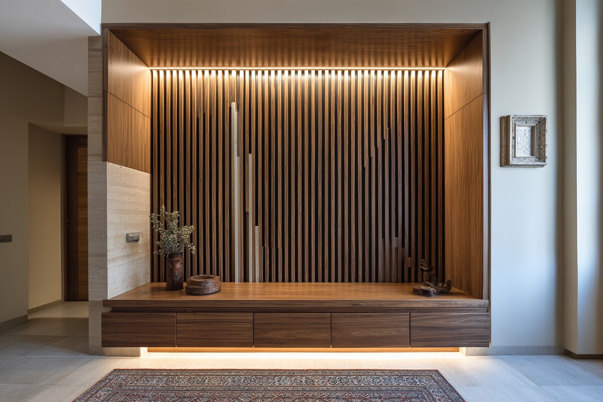 Modern Pooja Room Design Wooden Partition Modern Pooja Room Design Wooden Partition
