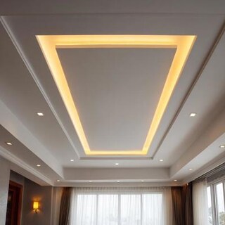 Modern Single Layered False Ceiling Design In Rectangle Shape With Cove Lights