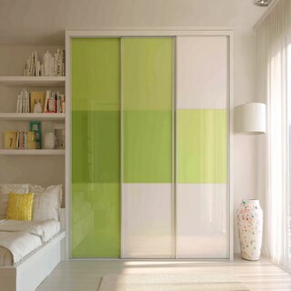 Modern Sliding Wardrobe Design in White and Lime Lacquered Glass