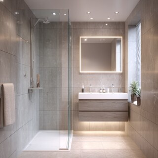 Modern Small Bathroom Design Idea With A Rectangular Mirror
