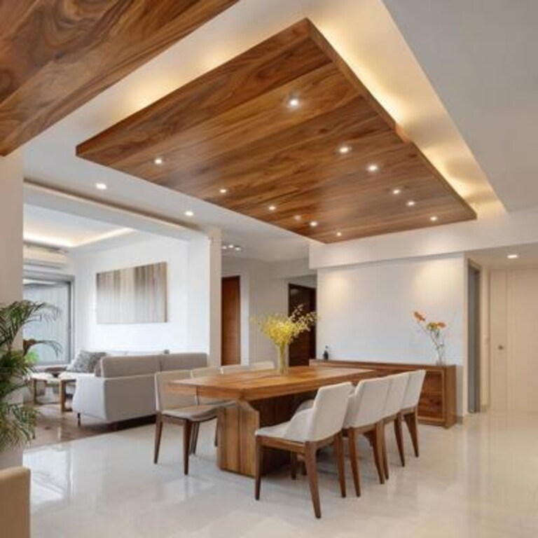 Modern Solid Wood Single Layer False Ceiling Design with Paint and Polish Finish Modern Solid Wood Single Layer False Ceiling Design with Paint and Polish Finish