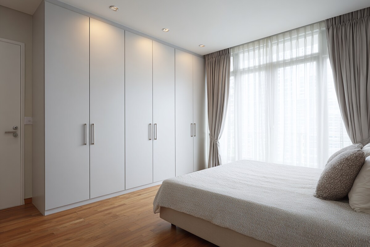 Modern Swing Wardrobe Design with Handle-Free 5 Door Panels Modern Swing Wardrobe Design with Handle-Free 5 Door Panels