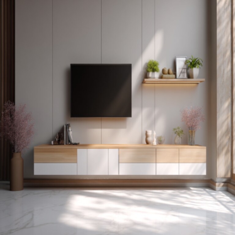 Modern Wall-Mounted TV Unit With 4 Drawers