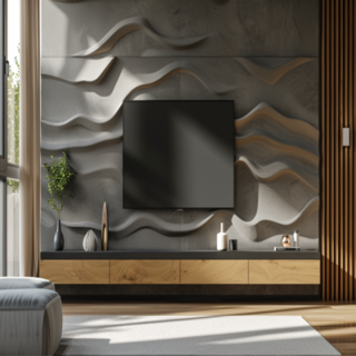 Modern Wall-Mounted TV Unit With A 3D Textured Back Panel