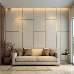 Contemporary Multicolour Wall Panelling with Floral Wallpaper Wall Design