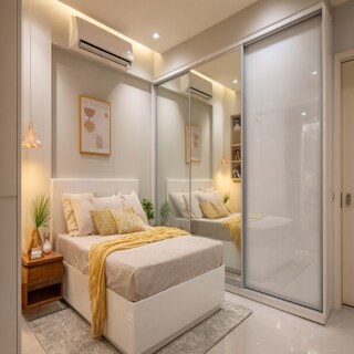 Modern White Sliding Wardrobe Design with Mirror Shutter and Gloss Finish