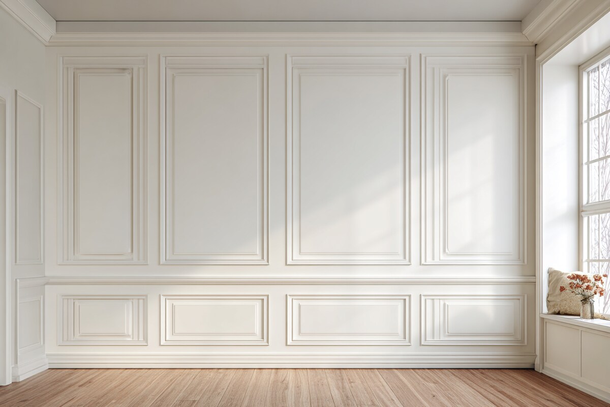 Modern White Wall Trims with Painted Finish Wall Design