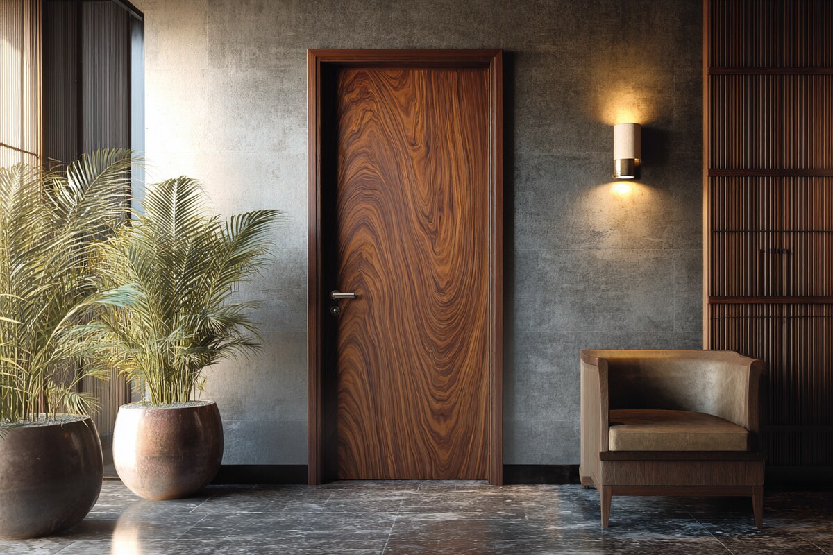 Modern Wooden Swing Single Door Design with Matte Finish