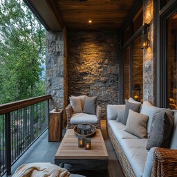Industrial-Style Balcony Design with Wooden Wall Panels