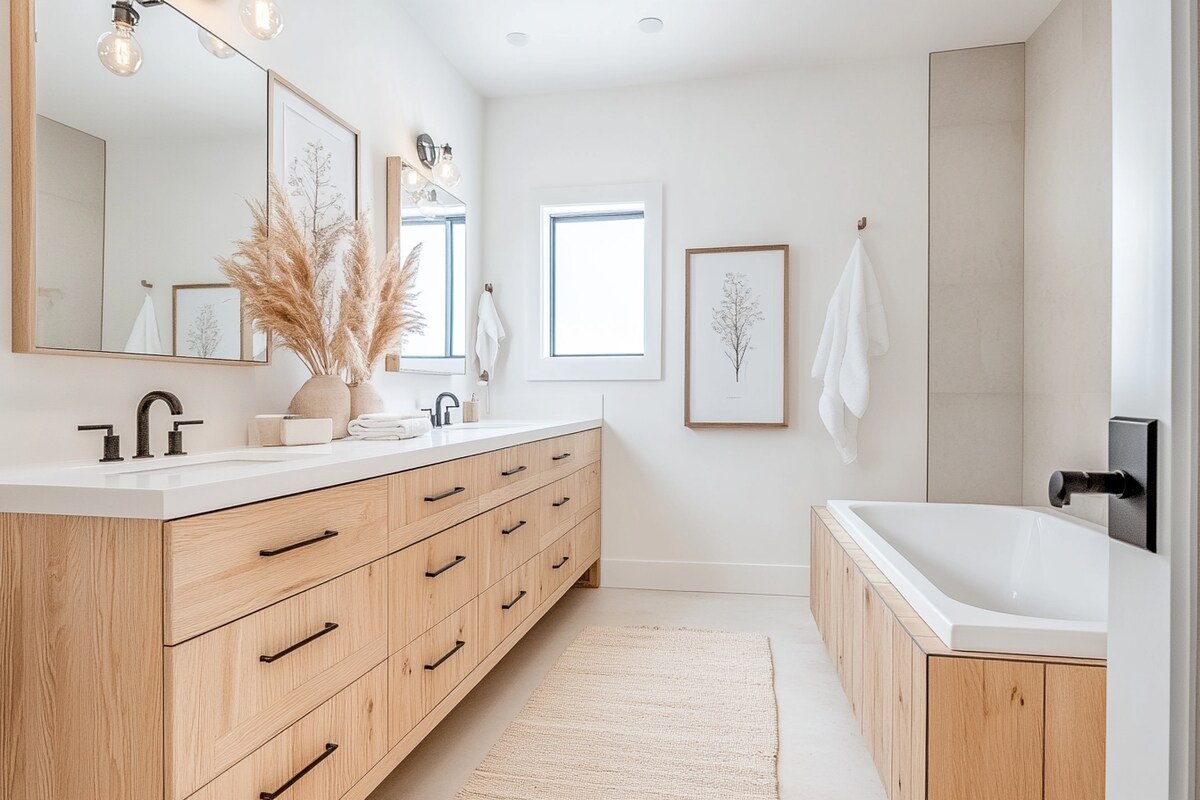 Scandinavian Bathroom Design With Vanity Unit with Drawer Storage Scandinavian Bathroom Design With Vanity Unit with Drawer Storage