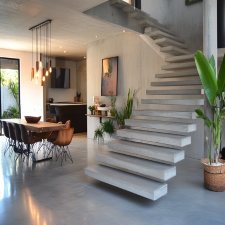 Modern U-Shaped Staircase Design Crafted from Durable Concrete