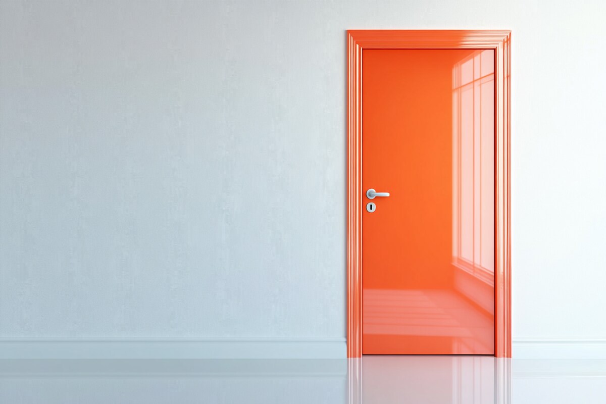 Contemporary Swing Single Door Design with Gloss Finish