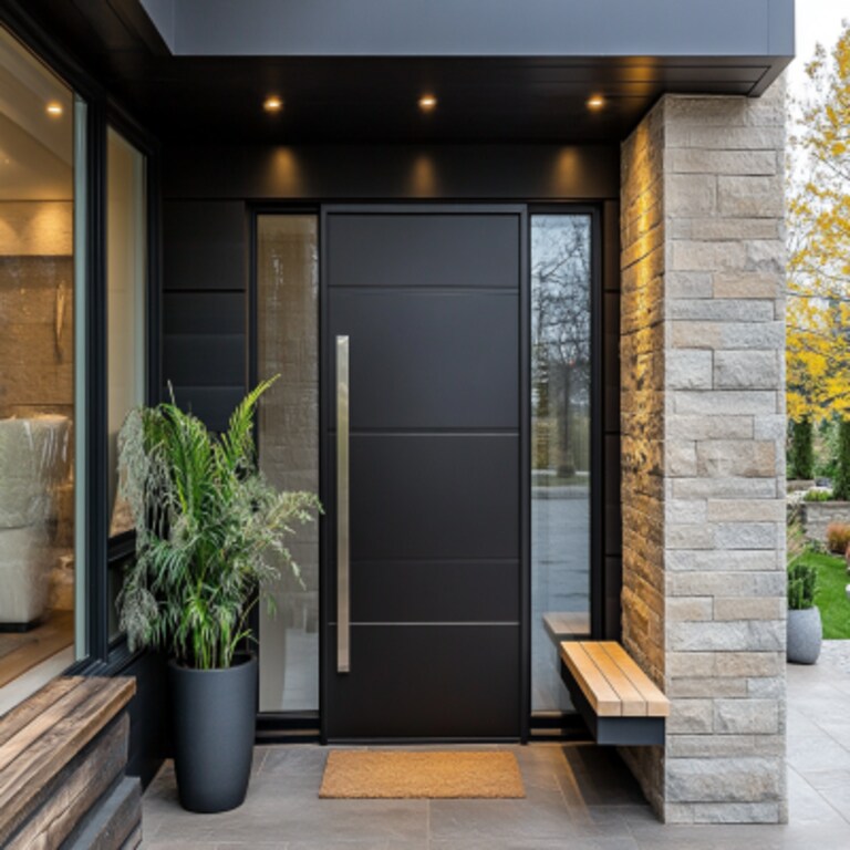 Modern Swing Double Door Design in Matte Finish