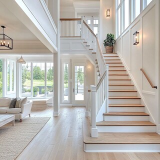 Elegant Scandinavian 2 Quarter Landing Wooden Staircase Design