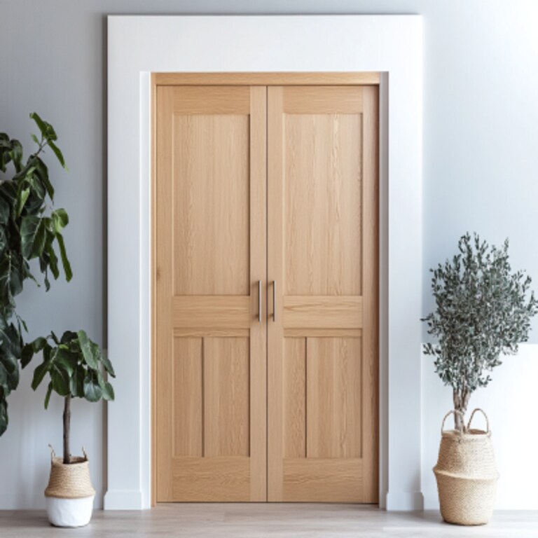 Scandinavian Swing Double Door Design with Matte Finish