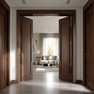 Sleek Modern Swing Double Door Design in Matte Finish