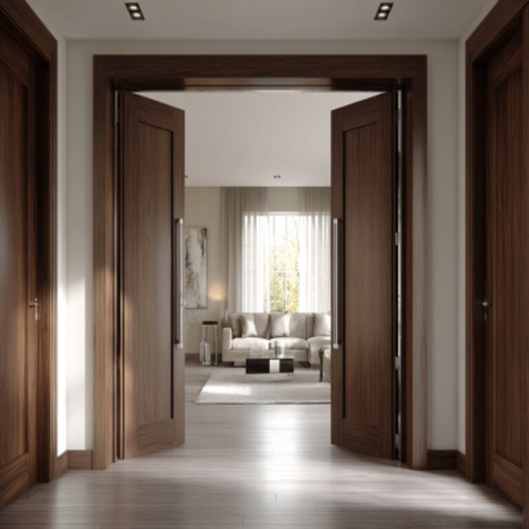 Sleek Modern Swing Double Door Design in Matte Finish
