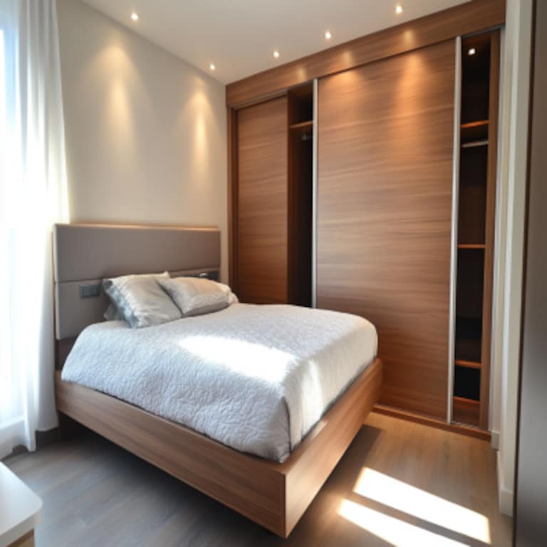 Space-Saving Contemporary 3-Door Sliding Wardrobe Design in Canadian Walnut
