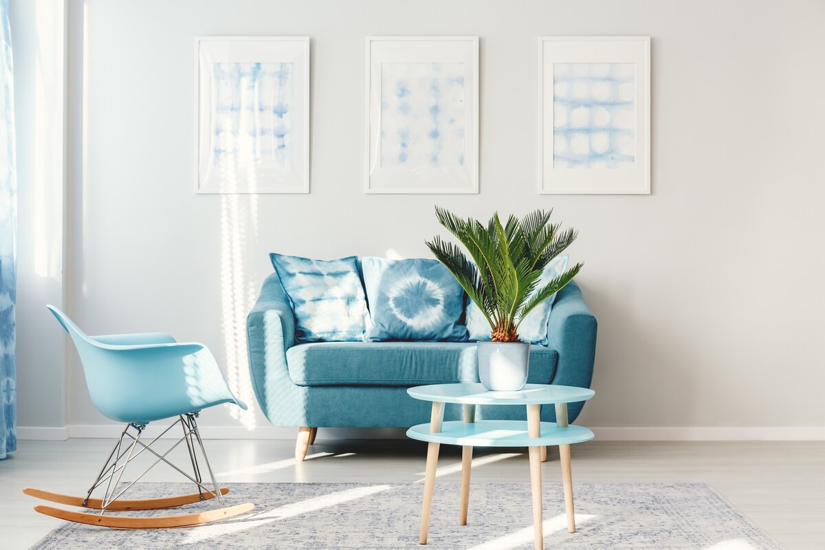 Subtle Living Room Design With Potted Plant