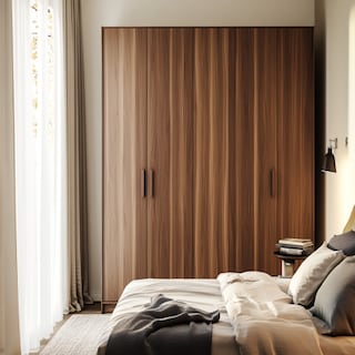 Tall Swing Wardrobe Design in Persian Walnut for Modern Bedrooms
