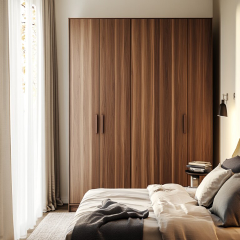 Tall Swing Wardrobe Design in Persian Walnut for Modern Bedrooms