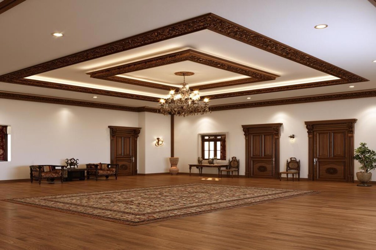 Traditional Gypsum False Ceiling Design With Carved Wooden Cornice Traditional Gypsum False Ceiling Design With Carved Wooden Cornice