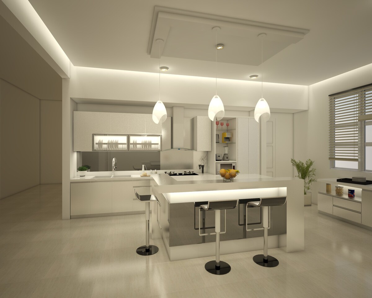 Ultra-Modern False Ceiling Designs for Island Kitchen