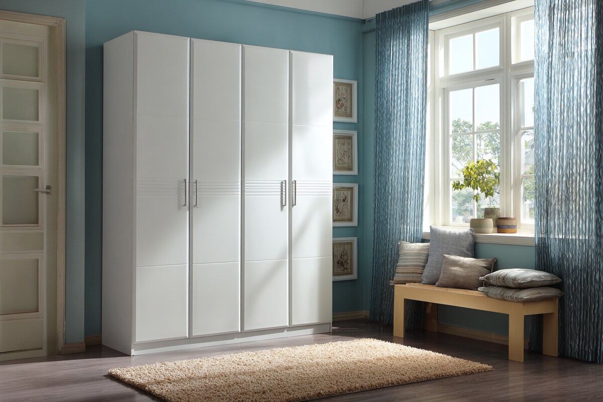 White Contemporary 4-Door Swing Wardrobe Design White Contemporary 4-Door Swing Wardrobe Design