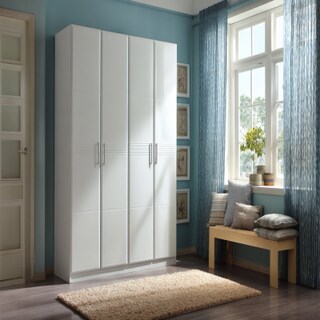 White Contemporary 4-Door Swing Wardrobe Design