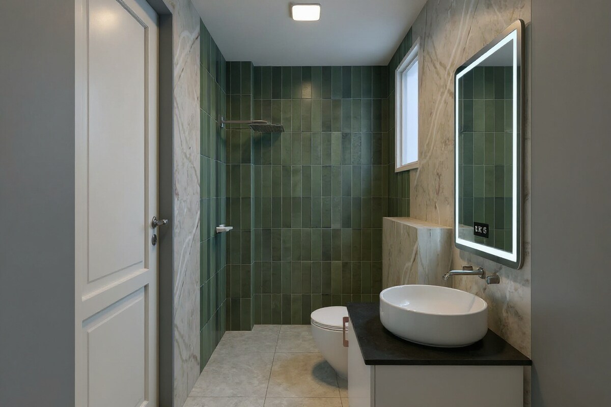 Sage Green and Marble Bathroom