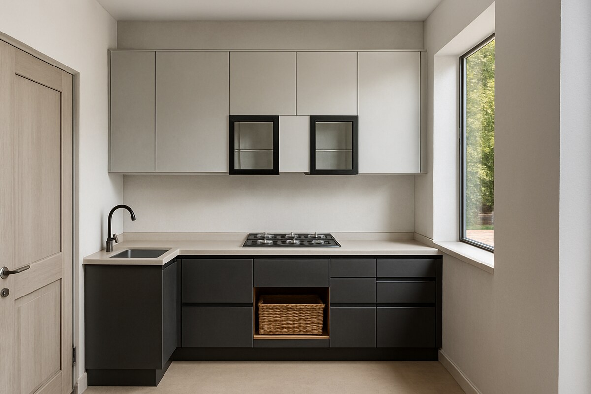 Modern Dual Tone L Shaped Kitchen