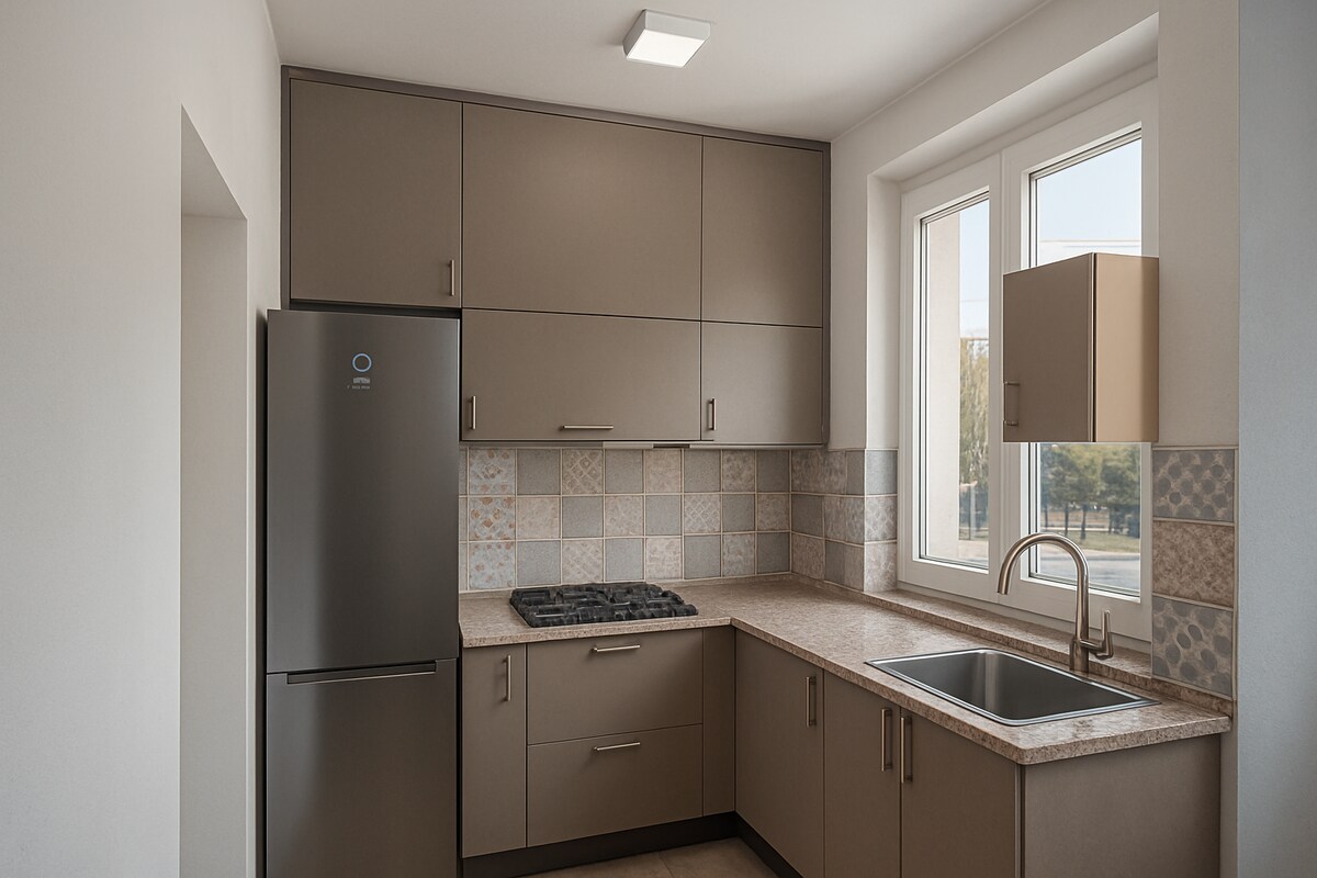 Modern Taupe L Shaped Kitchen